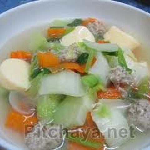 Glass Noodle Soup with Minced Pork and Tofu